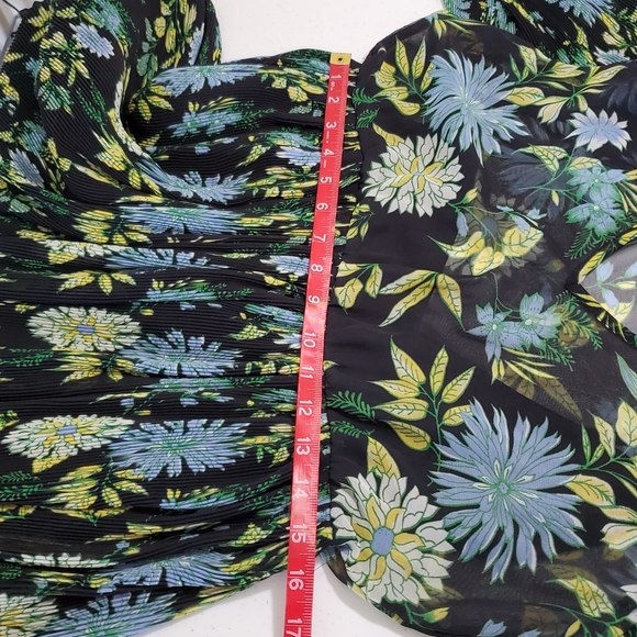 Zara Floral Print Mini Dress Pleated Dark Floral - Picture 13 of 14